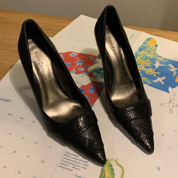 Leather 90s Vianni Collection Snake embossed heels - Picture 2 of 7